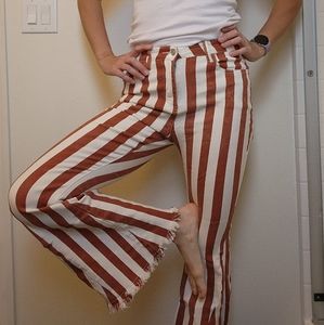 Flare western stripe jeans
